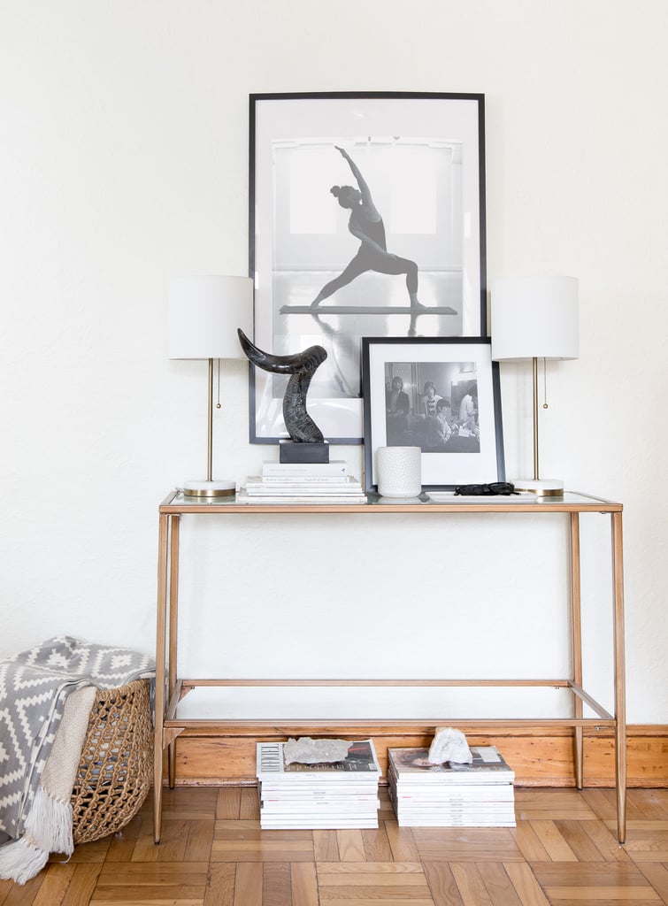 "For the black and white gallery wall, I scoured Ikea," Shannon revealed. "Their Ribba frames are the best quality for the price, and Ikea also sells individual matted photography prints that are a great quality and an even better price. For example, the butterfly print was sold with a large thick white mat for $13, and the frame was $10. So, for $23, we were able to include a beautiful piece of neutral art that was matted and framed in a sleek and modern black frame!"