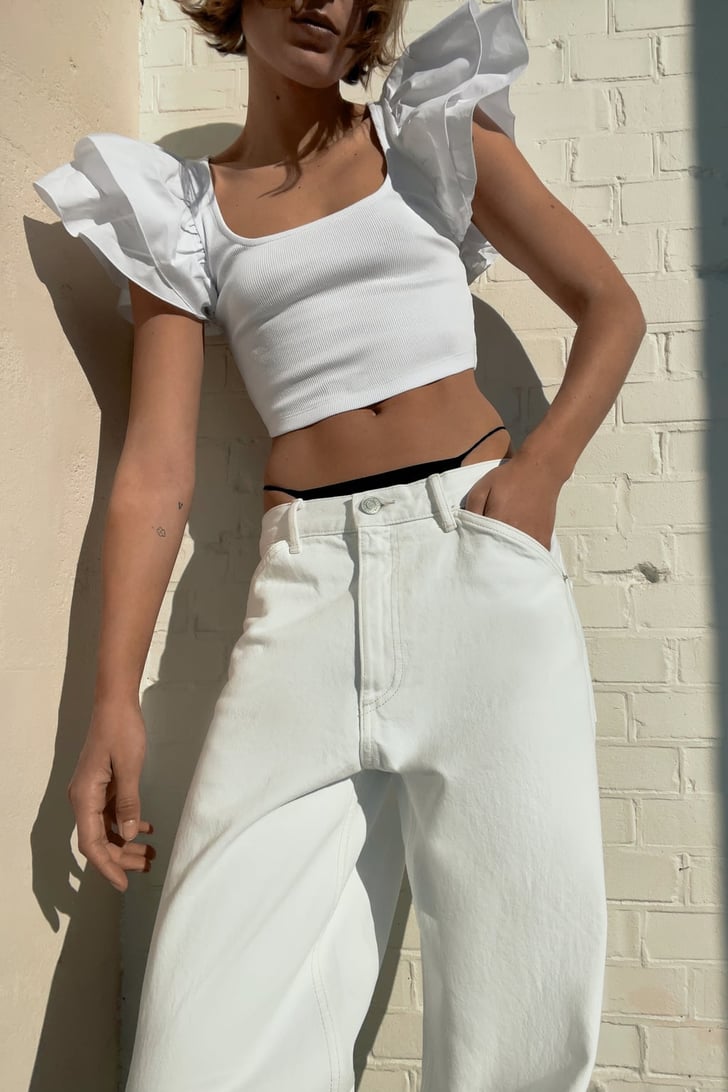 An Embellished Top Zara Ruffled Rib Top Best Tops For Small Busts