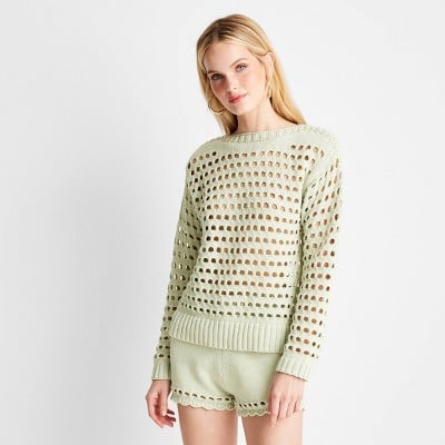 Future Collective with Jeneé Naylor Crewneck Open Stitch Sweater