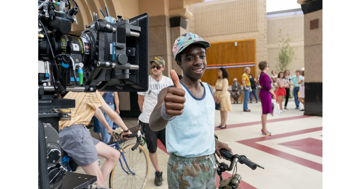 Caleb Mclaughlin In Character As Lucas Flashes A Thumbs Up Stranger Things Season 3 Behind