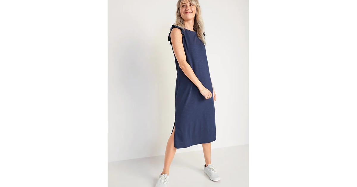 Old Navy SlubKnit FlutterSleeve Midi Shift Dress Best Loose Comfy