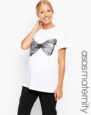 Asos Maternity Exclusive T-Shirt with Sketchy Bow Print