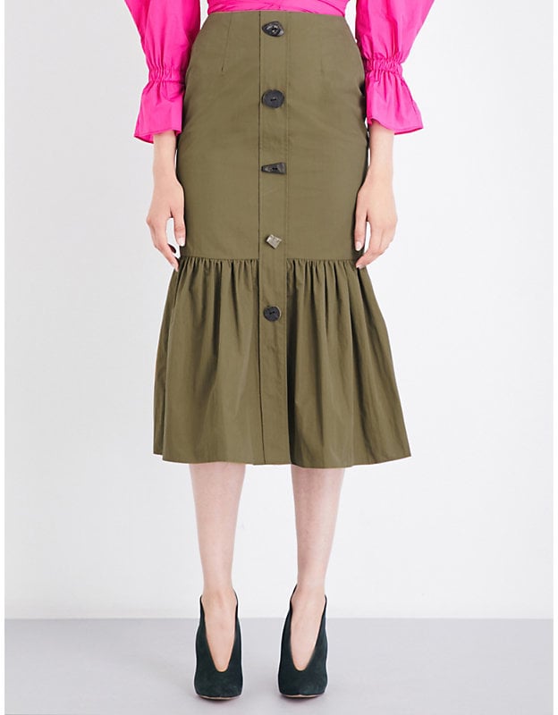Rejina Pyo Paula Ruffled Cotton-Blend Midi Skirt
