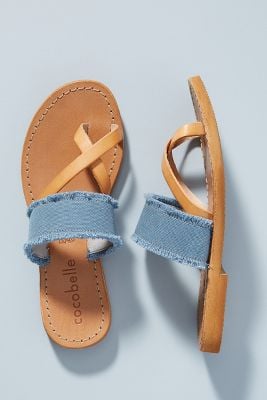 Cocobelle Frayed Denim Slide Sandals