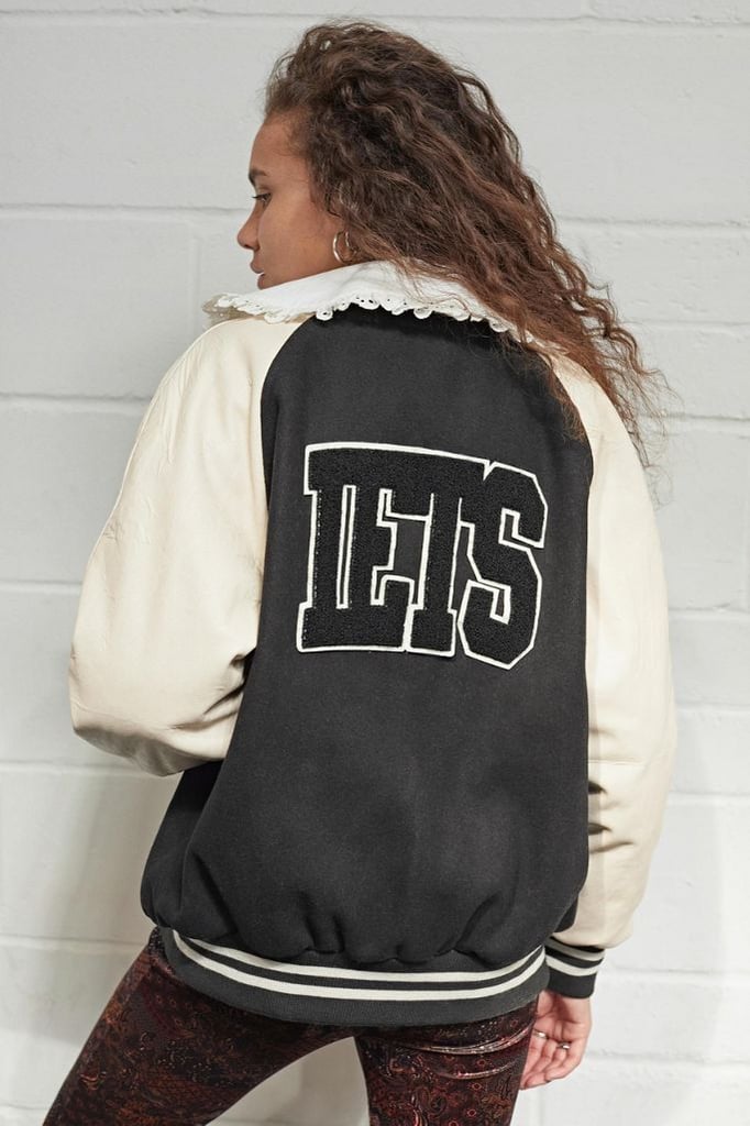 iets frans... Faux Leather Varsity Jacket