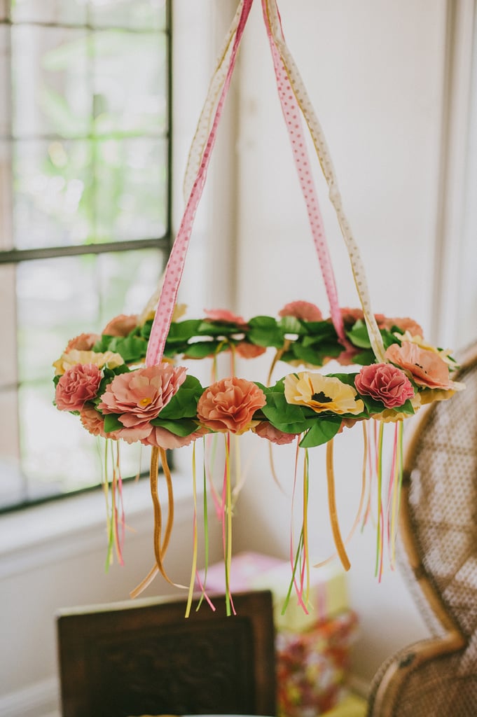 A close-up look at the floral chandelier.