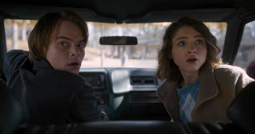 Charlie Heaton as Jonathan Byers and Natalia Dyer as Natalie Wheeler.