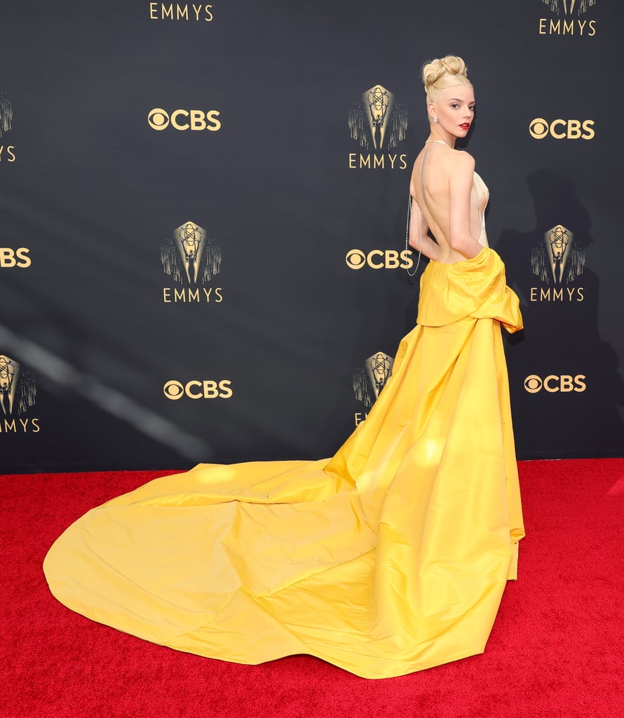 Anya Taylor-Joy Wears Golden Dior Dress at 2021 Emmys