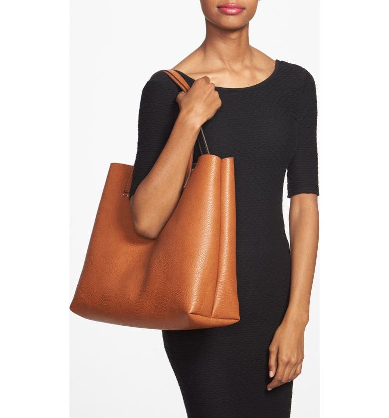 Street Level Reversible Faux Leather Tote Wristlet