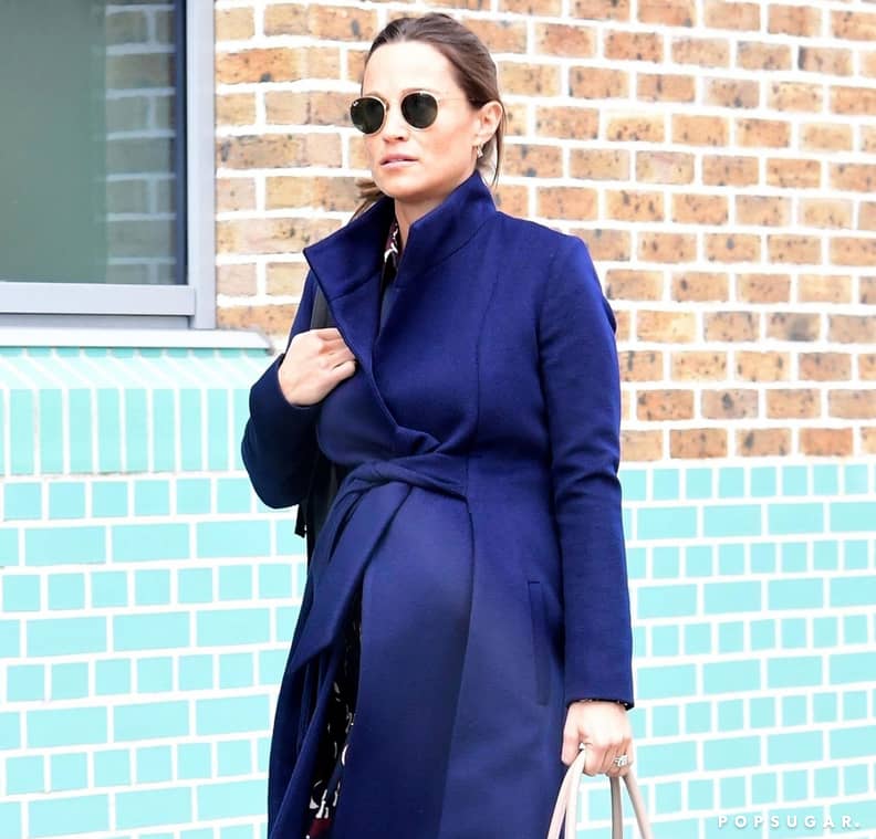 Pippa Middleton Blue Coat Pregnant 2018 POPSUGAR Fashion