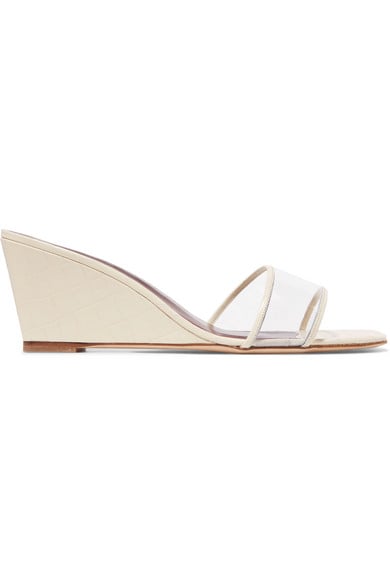 STAUD Billie Leather and PVC Wedge Sandals