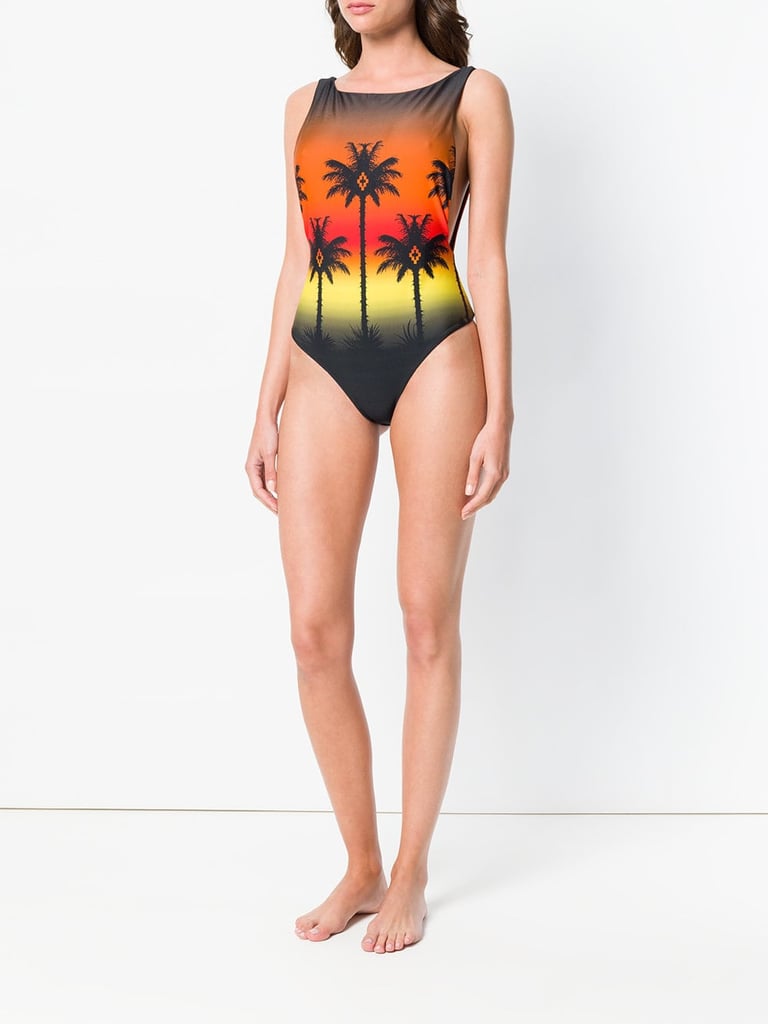 Marcelo Burlon County of Milan Palm Silhouette Printed One Piece Swimsuit