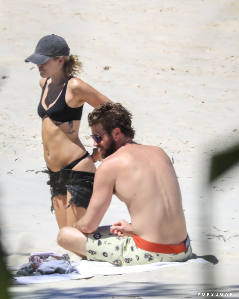 Miley Cyrus and Liam Hemsworth at the Beach Jan. 2018