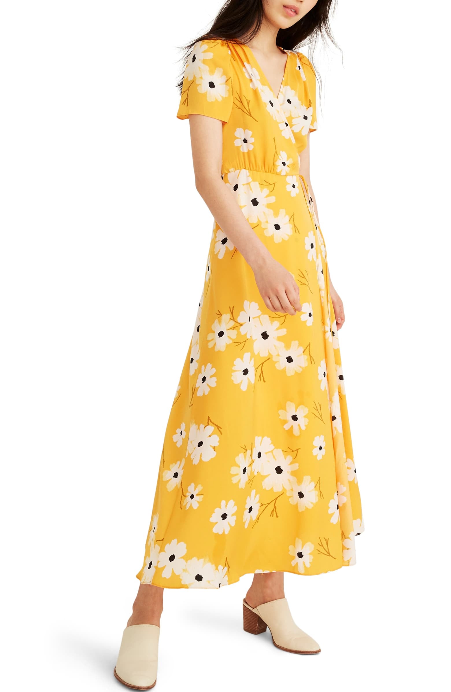 Madewell yellow floral dress hotsell