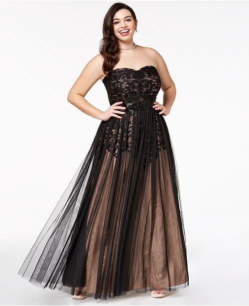 City Chic Trendy Plus Size Strapless Tulle-Overlay Ball Gown