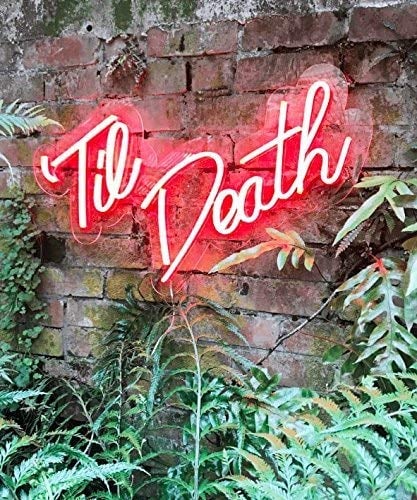 A Neon Sign: 'Til Death Neon LED Wedding Sign