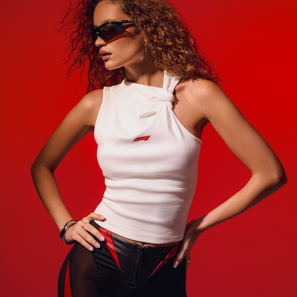 Off Season F1 Cream Sleeveless Twist Tank Top