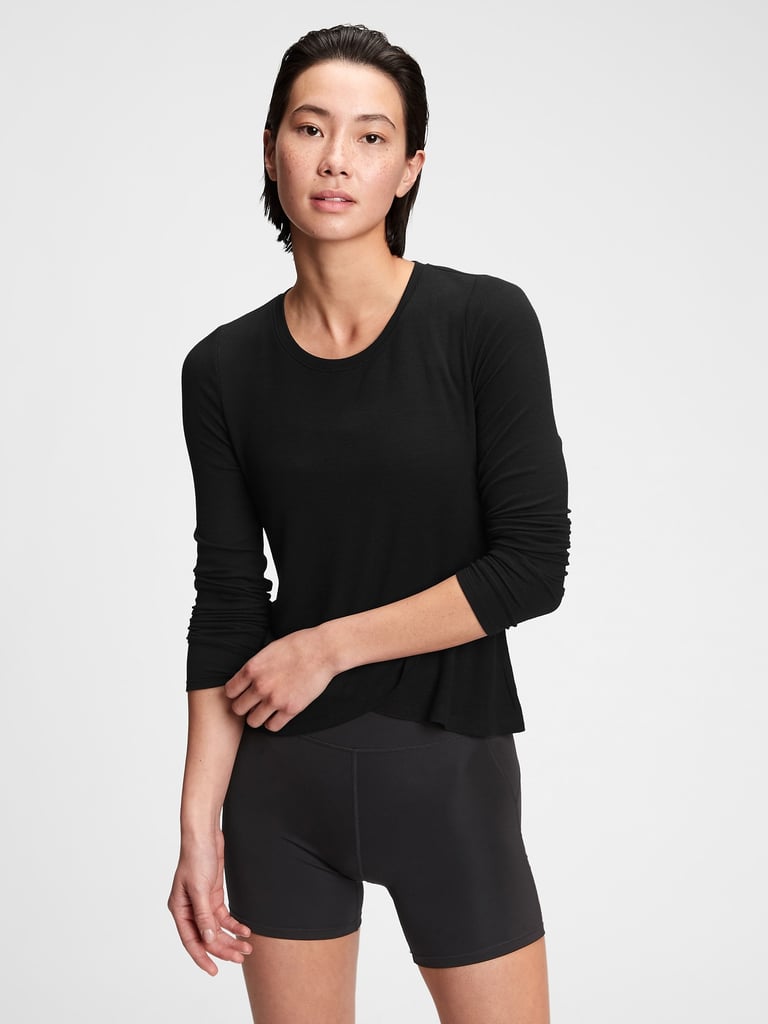 GapFit Supersoft Ribbed Wrap-Front Top