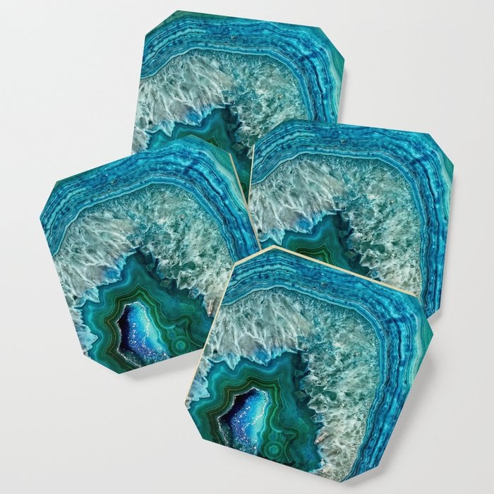 Aqua Turquoise Agate Mineral Gem Stone Coasters