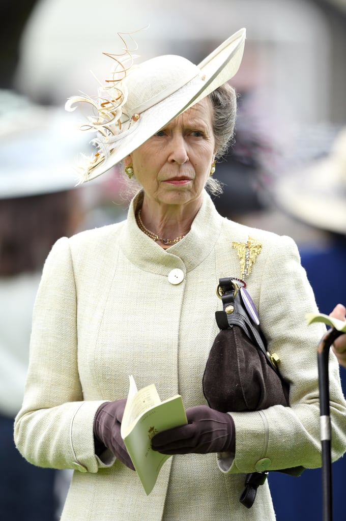 Princess Anne also wore her badge on her handbag, rather than her coat.