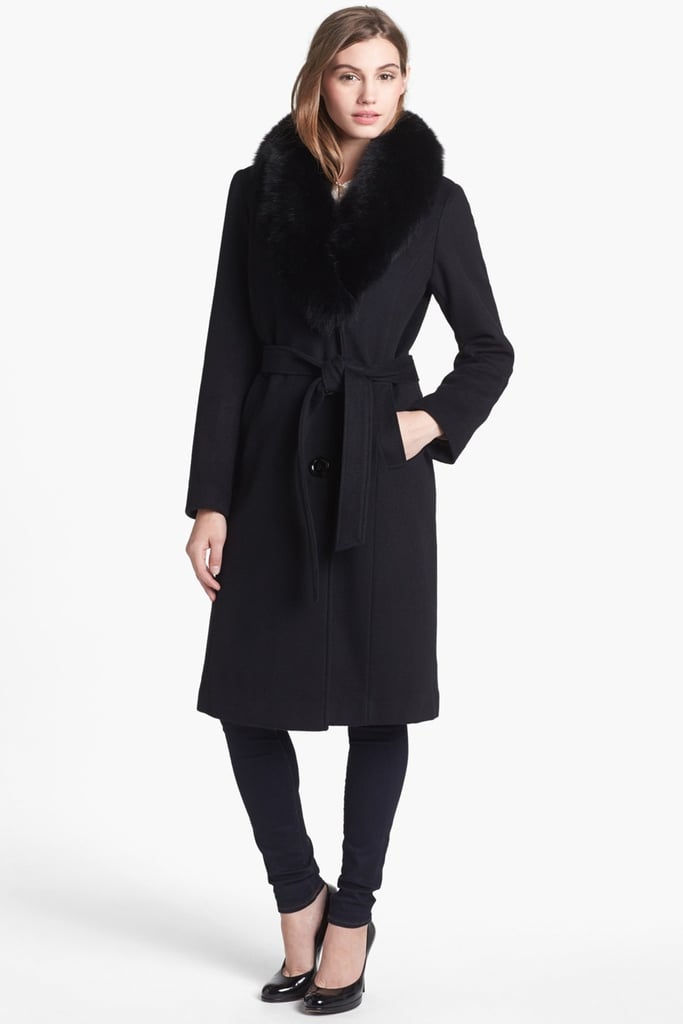 Ellen Tracy Genuine Fox Fur Collar Wool Blend Coat  ($750)