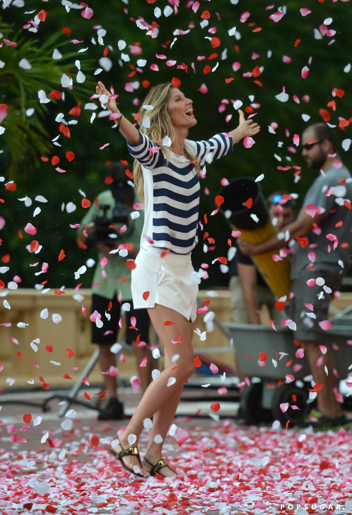 Gisele Bundchen in Rose Petals at Photo Shoot in Miami