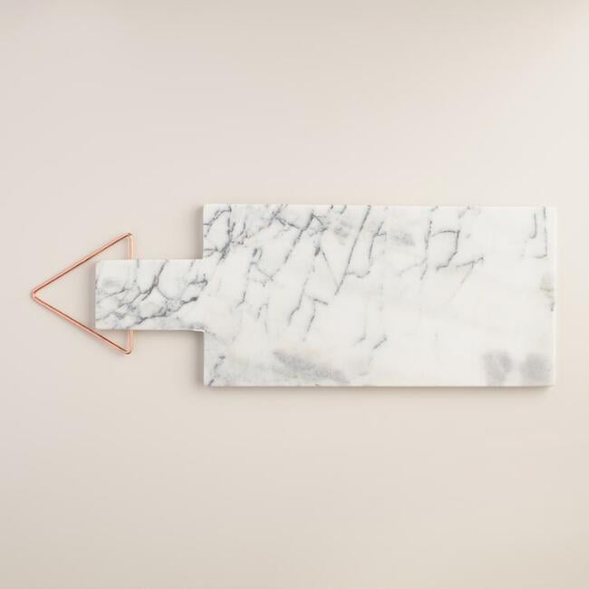 World Market Marble Paddle Cutting Board With Copper Handle