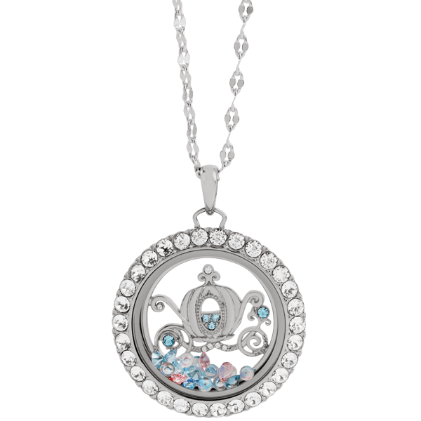 Disney Cinderella Large Silver Living Locket With Swarovski Crystals