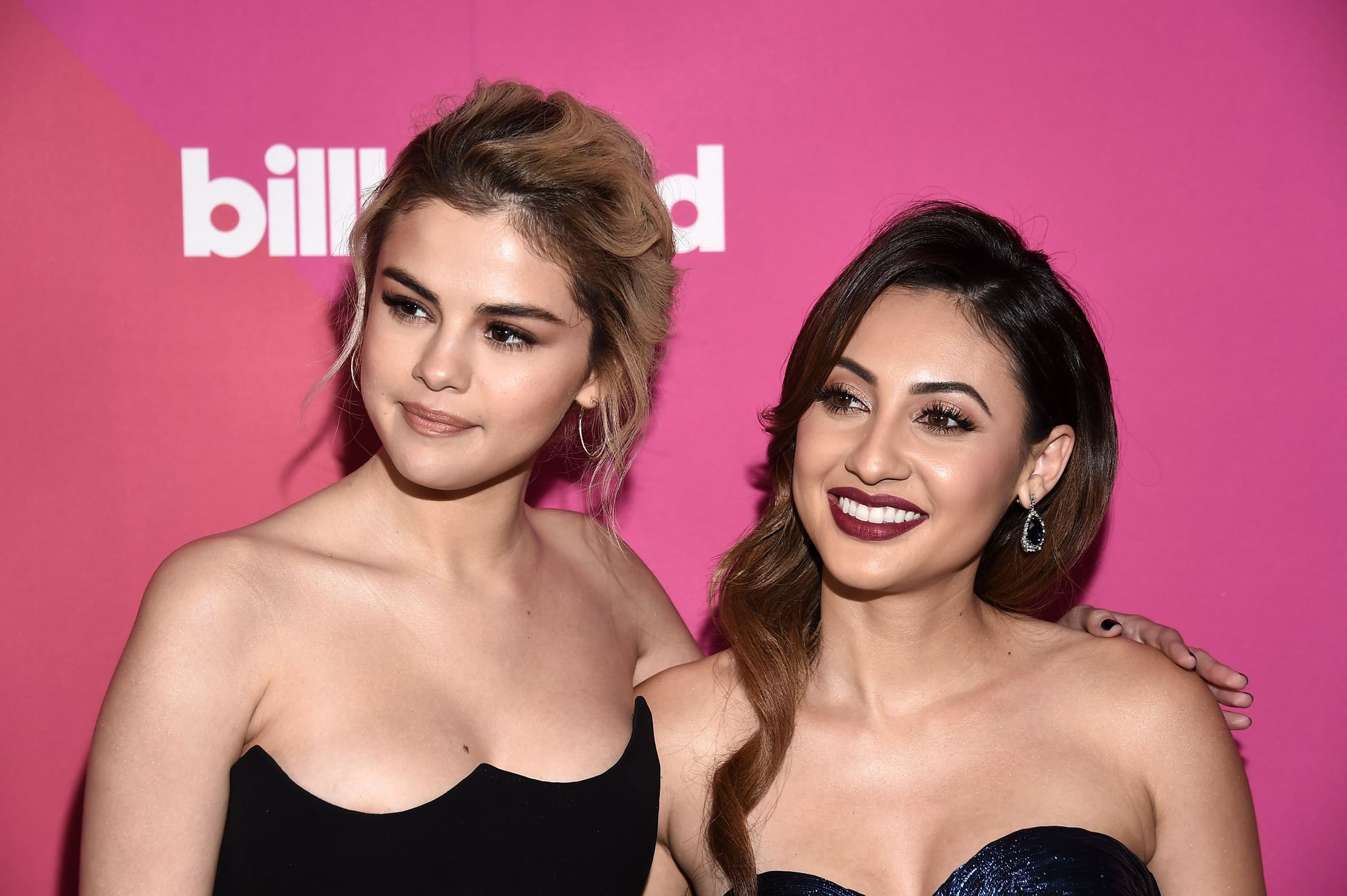 HOLLYWOOD, CA - NOVEMBER 30:  Singer Selena Gomez (L) and actress Francia Raisa arrive at Billboard Women In Music 2017 at The Ray Dolby Ballroom at Hollywood & Highland Centre on November 30, 2017 in Hollywood, California.  (Photo by Amanda Edwards/WireImage)