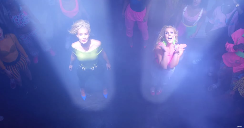 Thanks to the light of the spacecraft, we now notice Iggy's bright blue pumps and Britney's lime-green earrings. At least they're going to space in style?