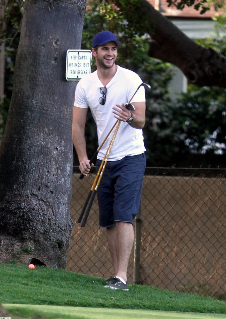 Liam Hemsworth went golfing in LA with friends in April 2012.