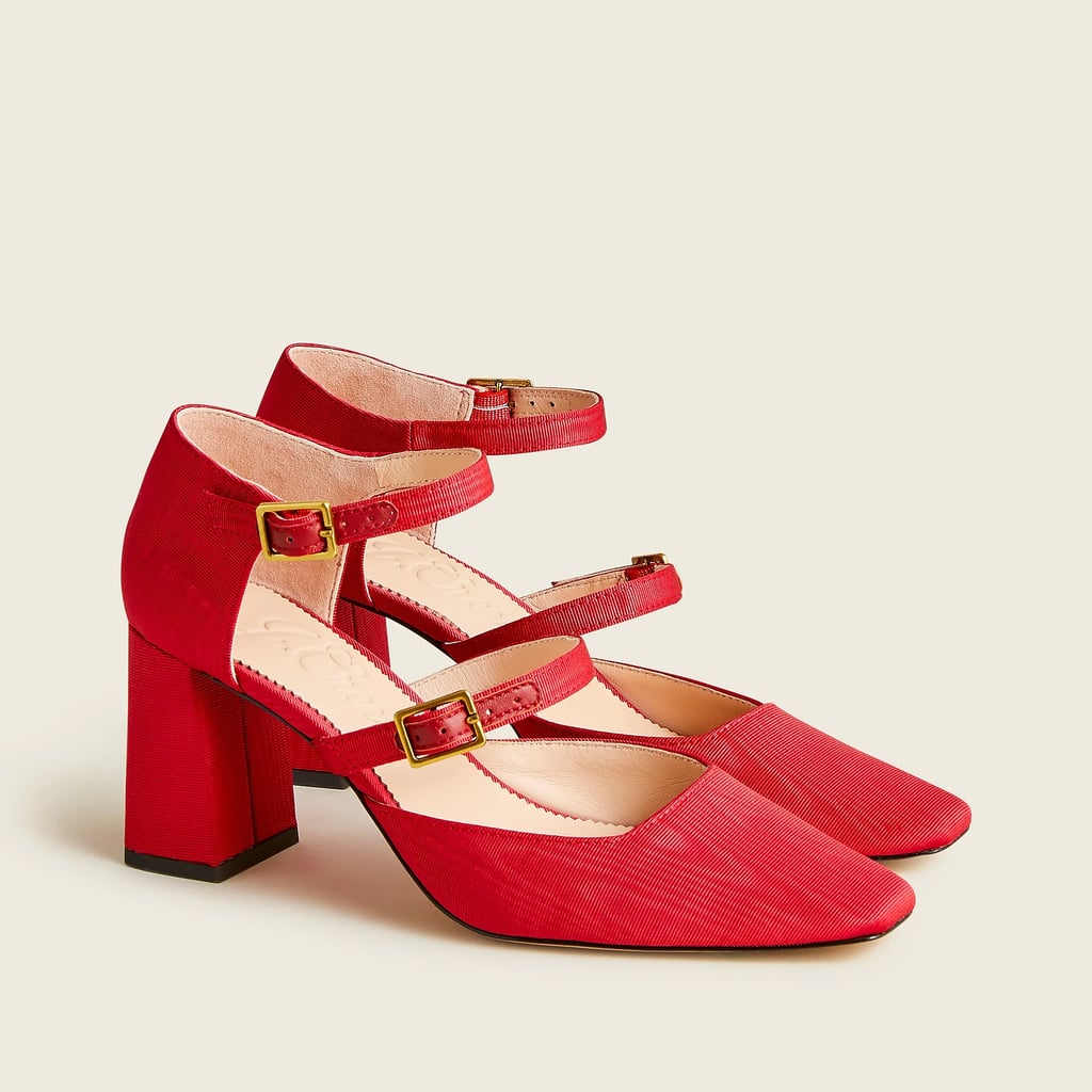J.Crew Marta Double-Strap Pumps in Moire Silk