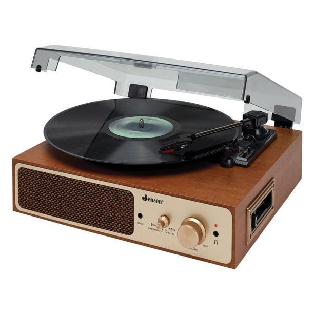 A Nostalgic Record Player: JENSEN JTA-245 3-Speed Stereo Turntable with Cassette Player