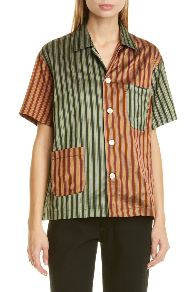 Bode Louie Two-Tone Silk Shirt