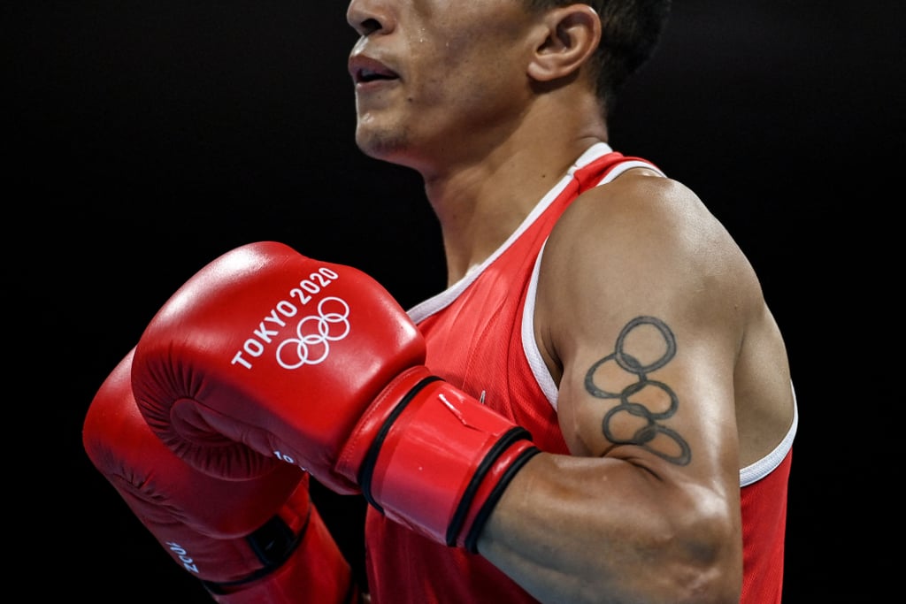 Morocco's Abdelhaq Nadir's Olympic Rings Tattoo