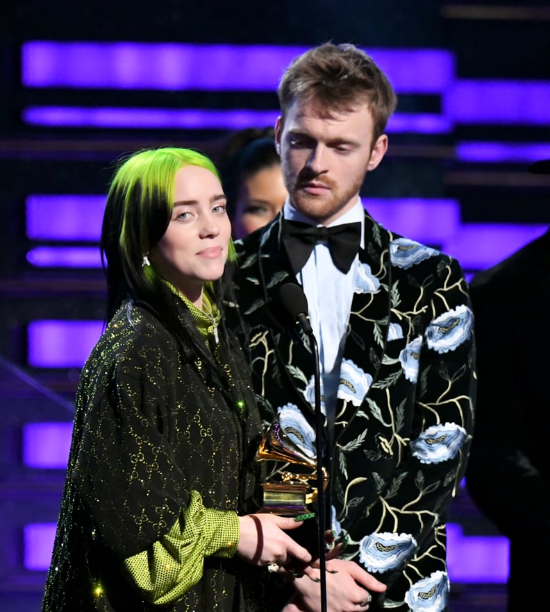 LOS ANGELES, CALIFORNIA - JANUARY 26: (L-R) Billie Eilish and Finneas O'Connell accept Album of the Year for 
