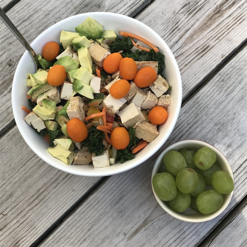 12:30 p.m. — Kale and Tofu Salad and Grapes