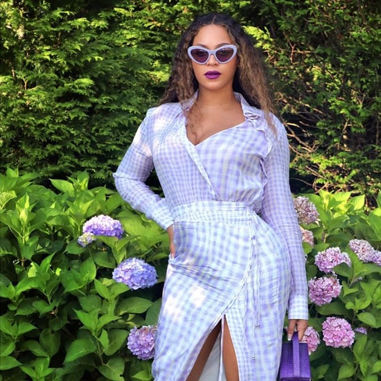 Beyoncé Wearing a Purple Gingham Altuzzara Dress August 2019