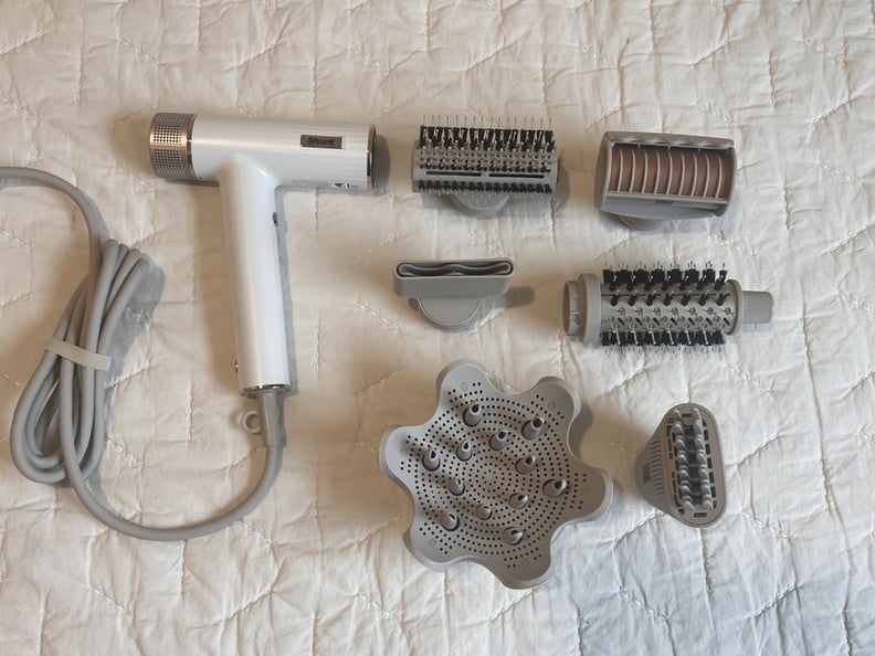 The Shark SpeedStyle Hair Dryer with the six attachments.