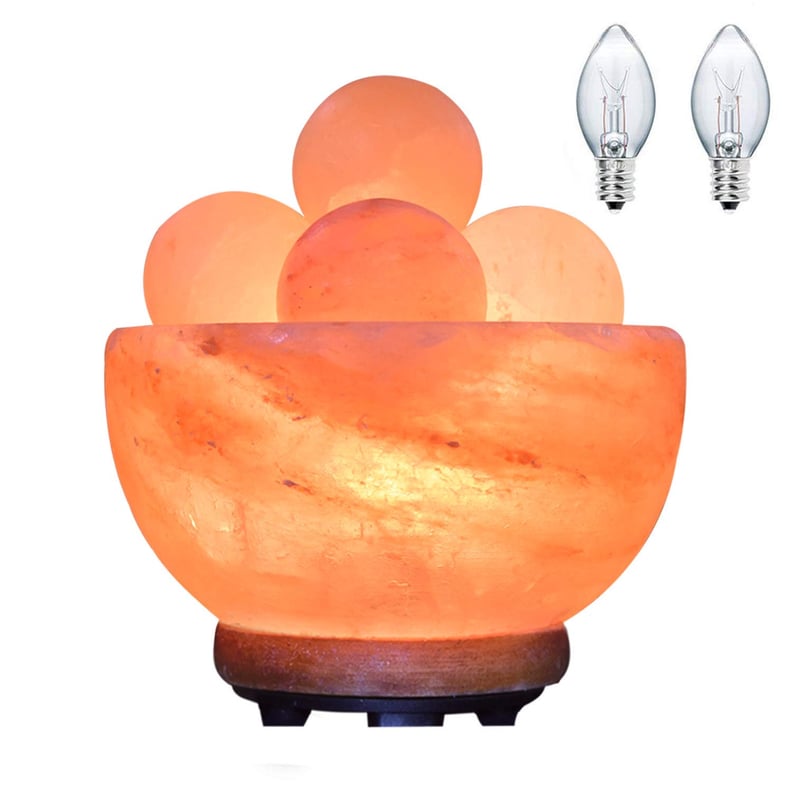 Himalayan Glow Salt Bowl With Massage Stones