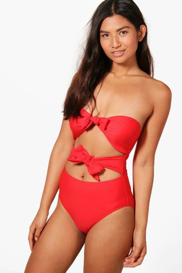 Boohoo Daytona Bow-Tie Cut-Out Swimsuit