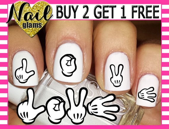 60 Nail Decals - Mickey Hands LOVE - Valentines  ($6)