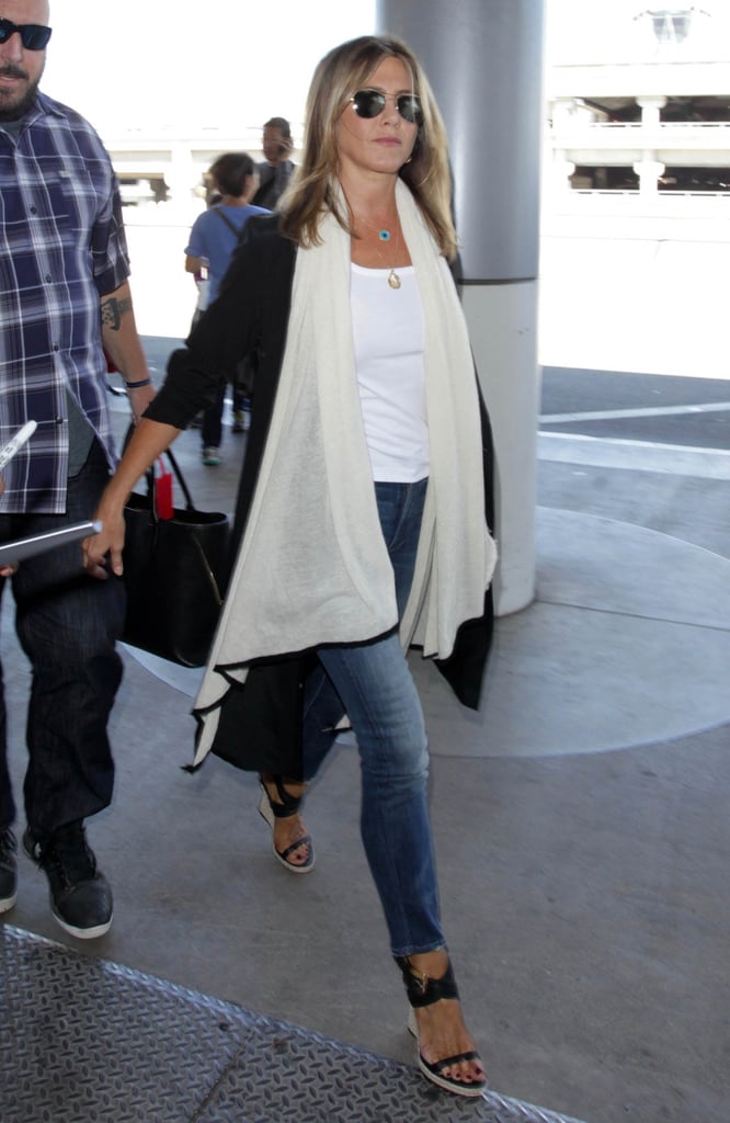 Jennifer Aniston Wearing a White Tank Top | POPSUGAR Fashion