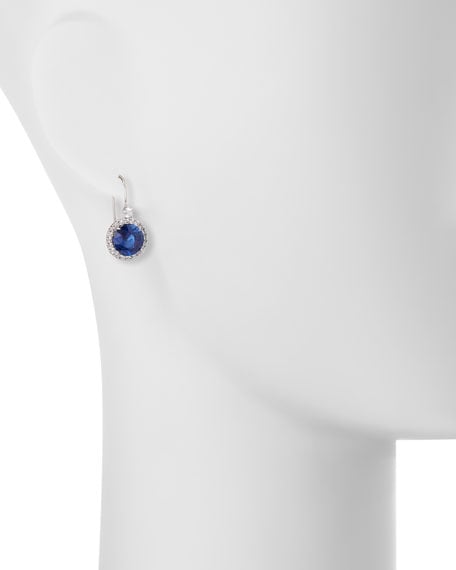 Fantasia by DeSerio Cubic Zirconia Drop Earrings w/ Synthetic Sapphire