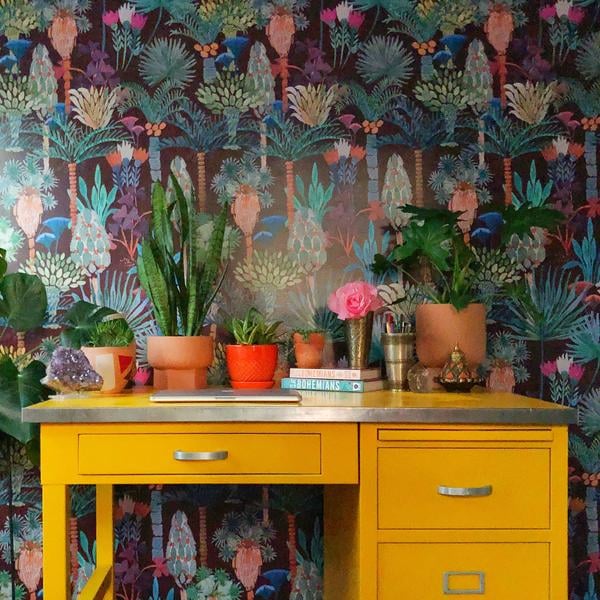 Phoenix Wallpaper in Vino by Justina Blakeney