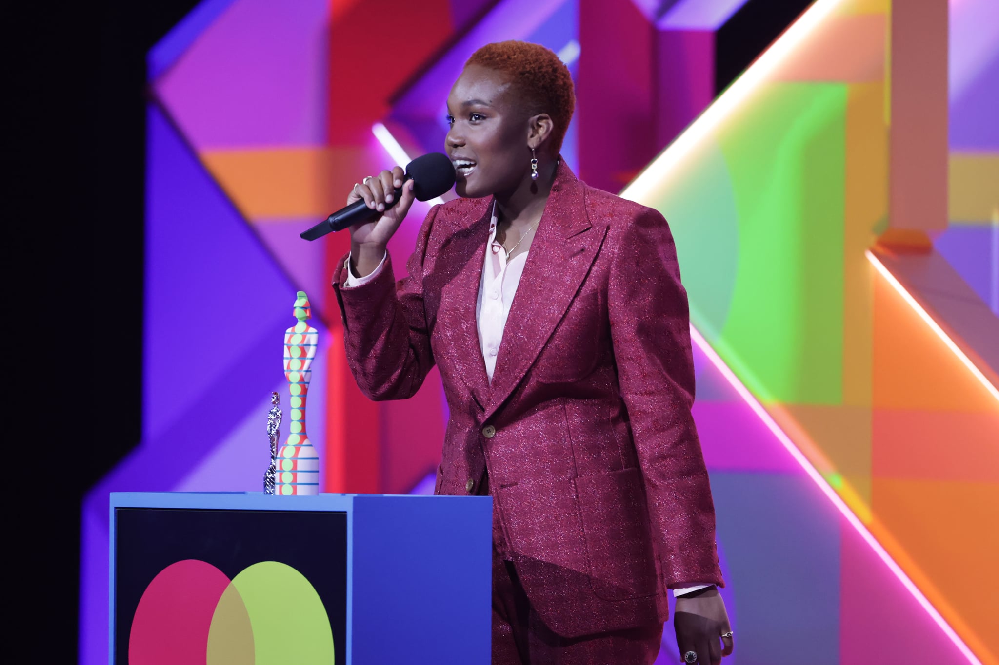 LONDON, ENGLAND - MAY 11:    Arlo Parks accepts the award for Breakthrough Artist at The BRIT Awards 2021 at The O2 Arena on May 11, 2021 in London, England.  (Photo by David M. Benett/Dave Benett/Getty Images)