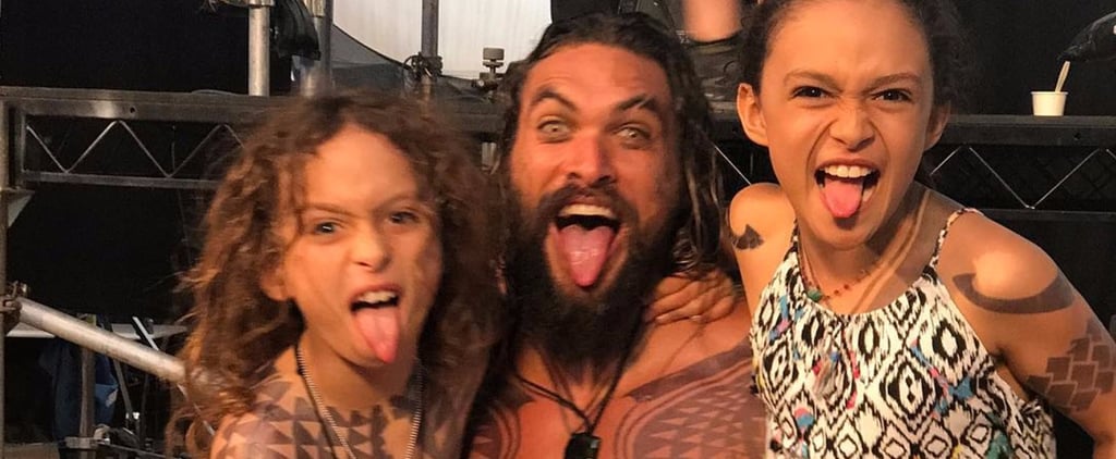Jason Momoa on Aquaman Set With His Kids 2017