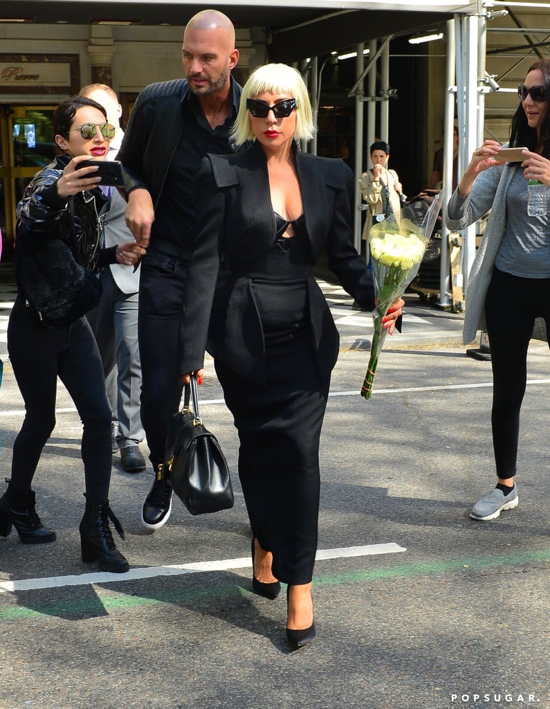 Lady Gaga Black Dress With Cutout in NYC