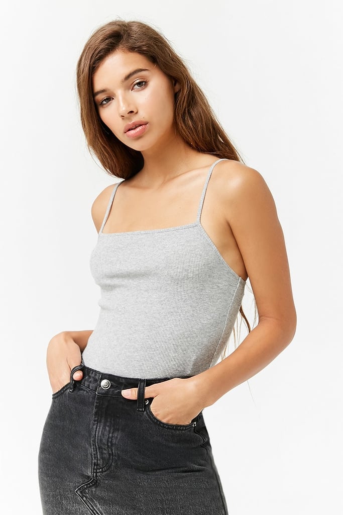 Forever 21 Ribbed Straight-Neck Cami | Gigi Hadid's Ribbed Tank Top in ...