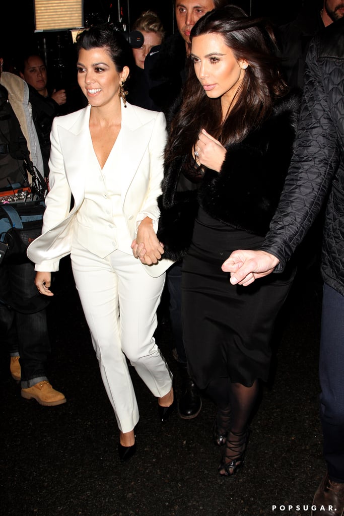 Kim and Kourtney Kardashian and Kanye West in NYC